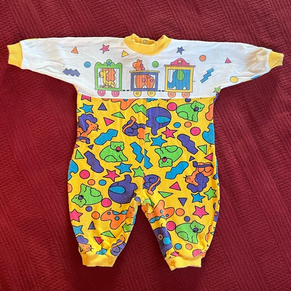 🐘🦁Vintage 90s Baby Onesie Set Sprockets Mervyns 6mo - Picture 2 of 11